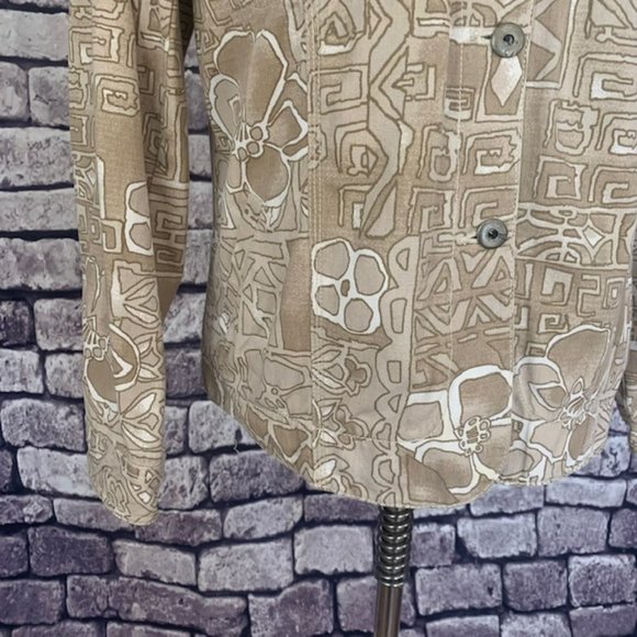 Chico's Tan & White Jean Style Jacket Size M - Picture 3 of 10